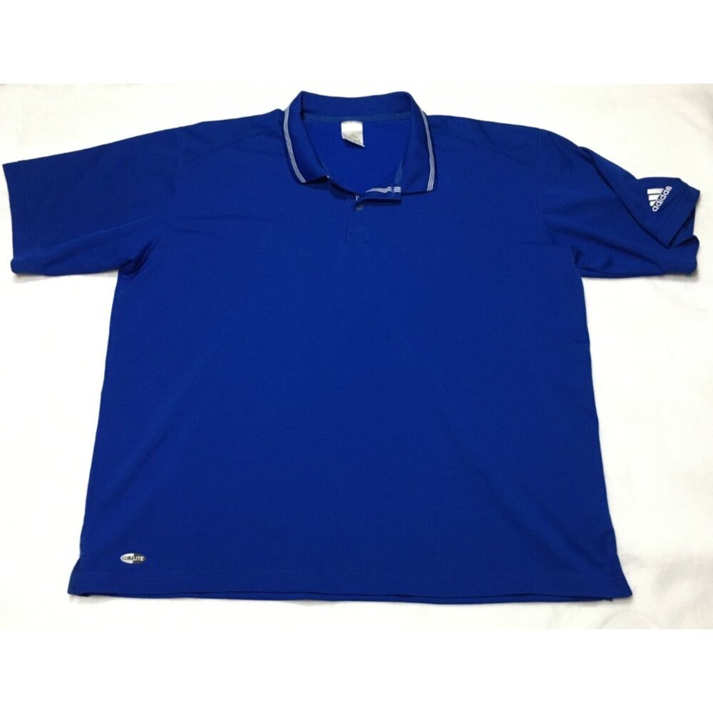 Adidas ClimaLite Polo Shirt 2XL Men's Blue Short Sleeve Golf Chest 53"